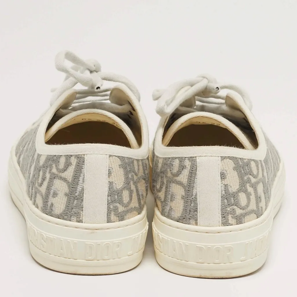 Dior B23 Dior Walk'n'Dior Size 38.5 Cream/Grey Canvas LaceUp Sneakers Grey Canvas Very good - Back View