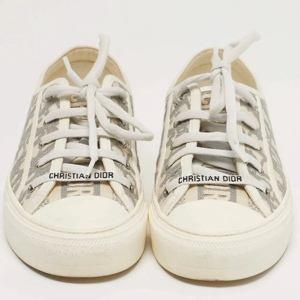 Dior B23 Dior Walk'n'Dior Size 38.5 Cream/Grey Canvas LaceUp Sneakers Grey Canvas Very good - Inside View