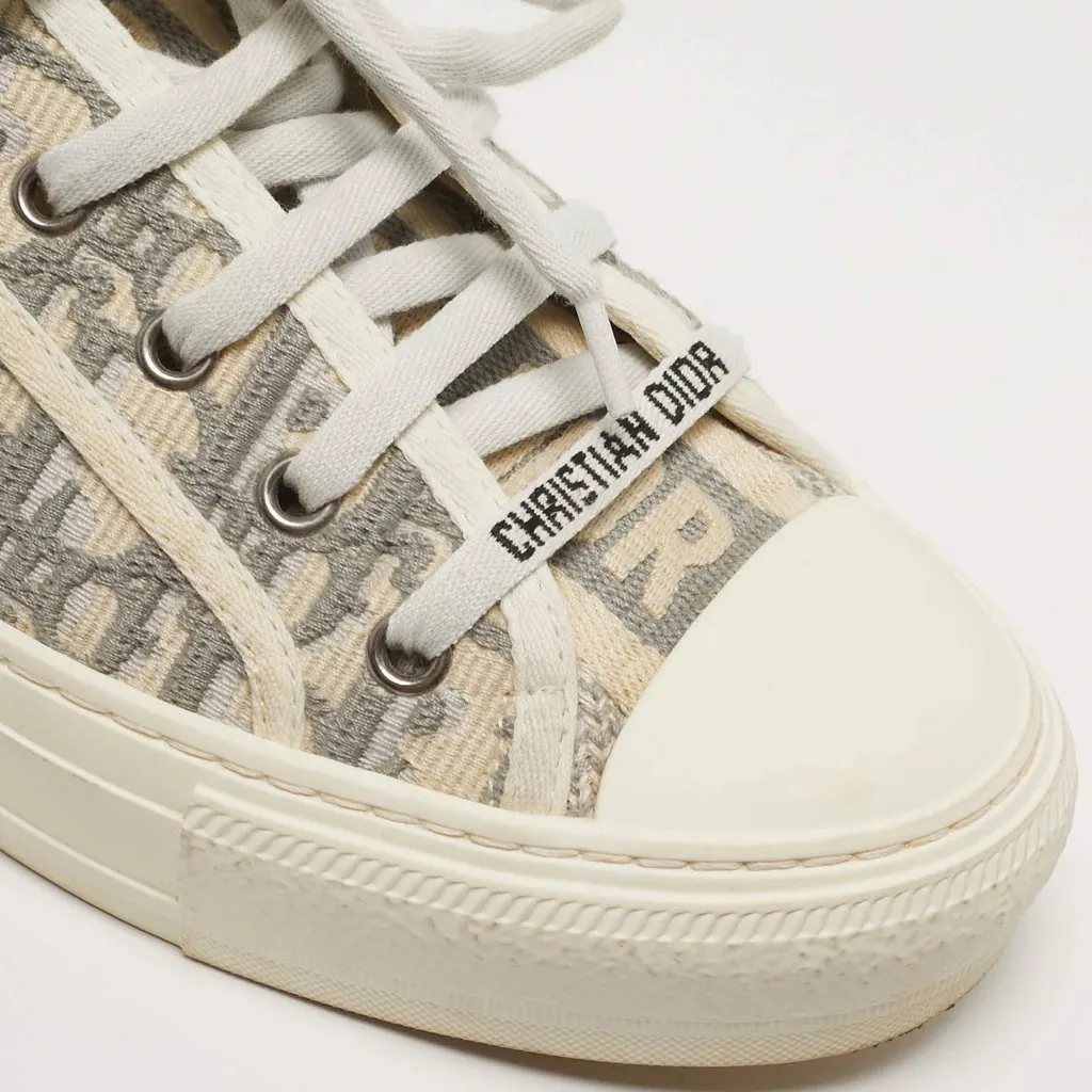 Dior B23 Dior Walk'n'Dior Size 38.5 Cream/Grey Canvas LaceUp Sneakers Grey Canvas Very good - Box View