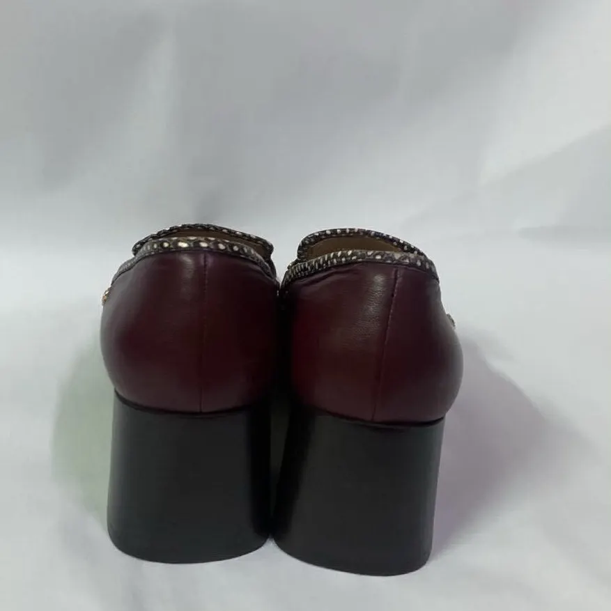 Tory Burch Tory Burch Burgundy Gold Studs Square Heel Shoes Size 39 Burgundy Very good - Back View