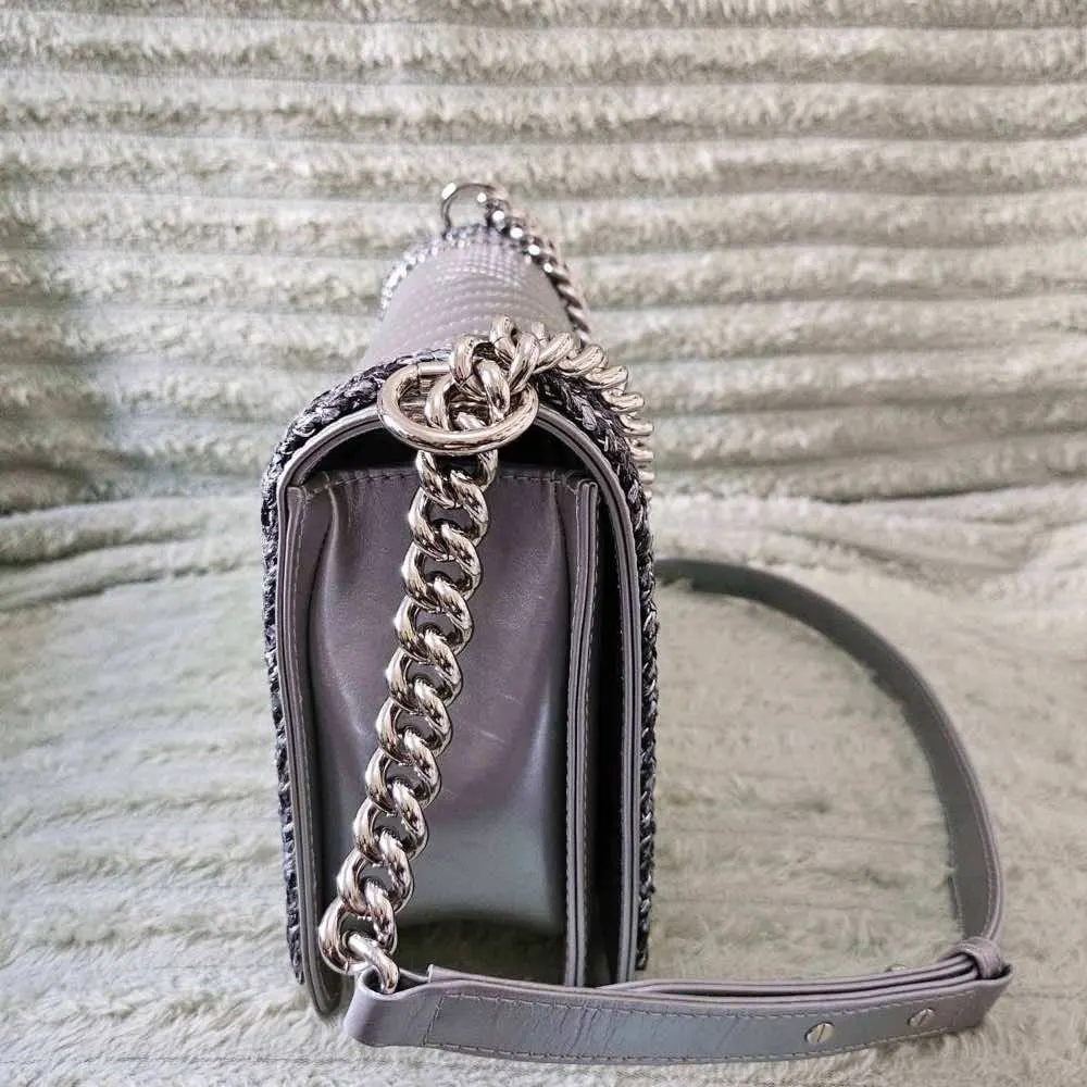 Chanel Boy Silver Leather Silver Good - Inside View