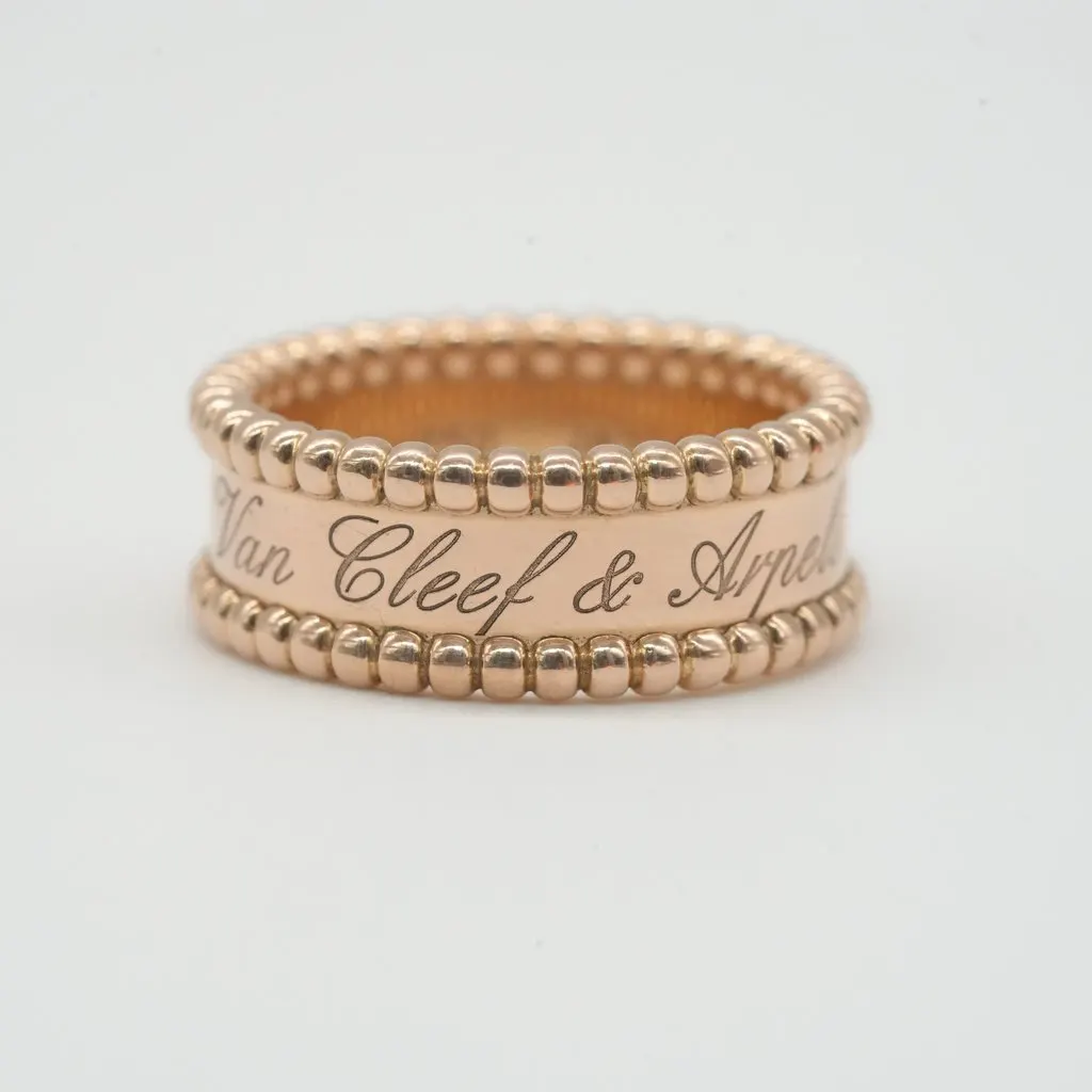 Van Cleef & Arpels Perle Signature Ring, 18K Rose Gold Size 54 8.3g Gold Rose Gold Good - Back View
