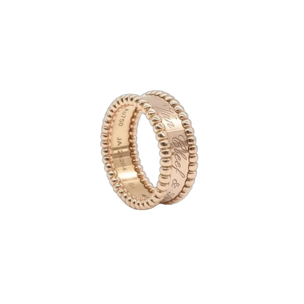Van Cleef & Arpels Perle Signature Ring, 18K Rose Gold Size 54 8.3g