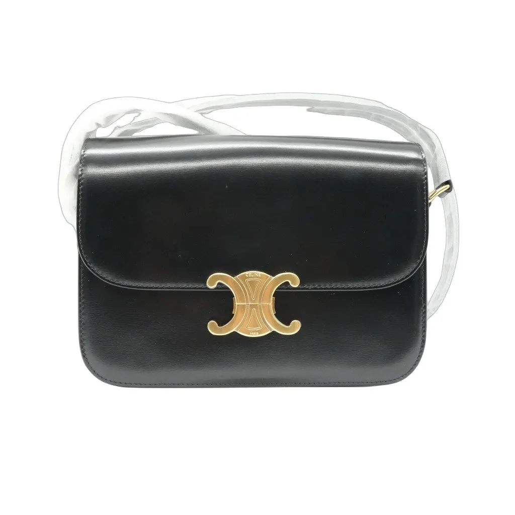 Celine Classique Triomphe Shiny Calfskin Balck Bag Black Leather Very good - Front View