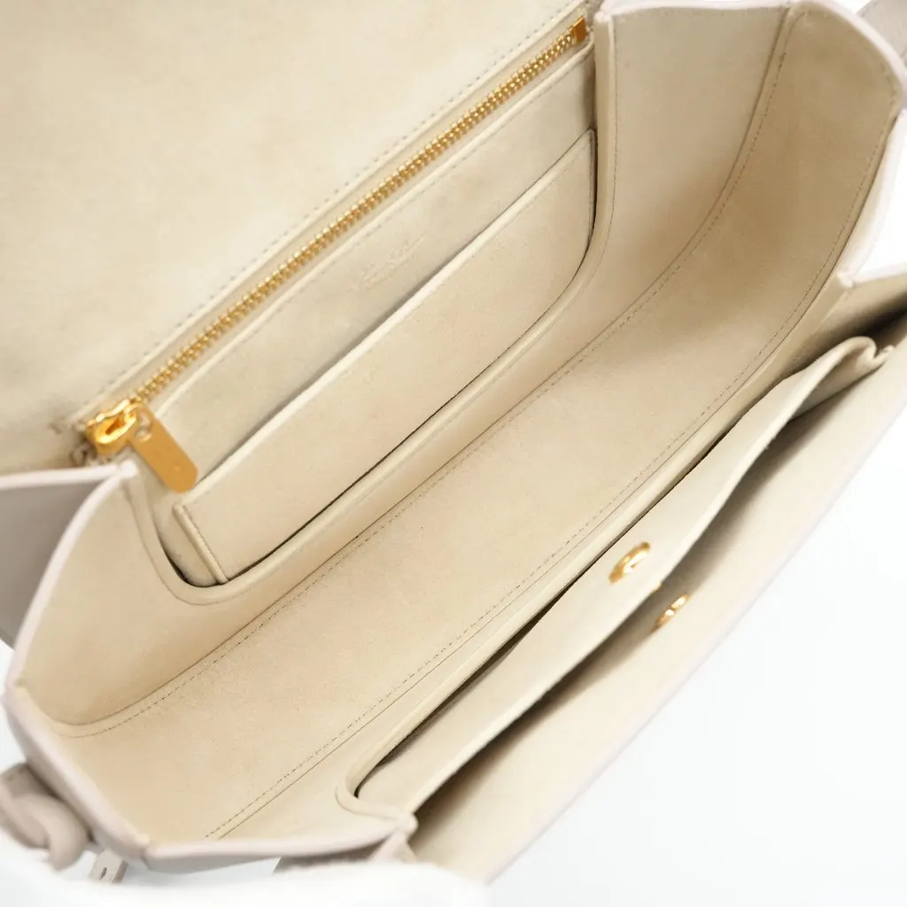 Loro Piana Small Ghiera Shoulder Bag Cream Beige Leather Good - Model View