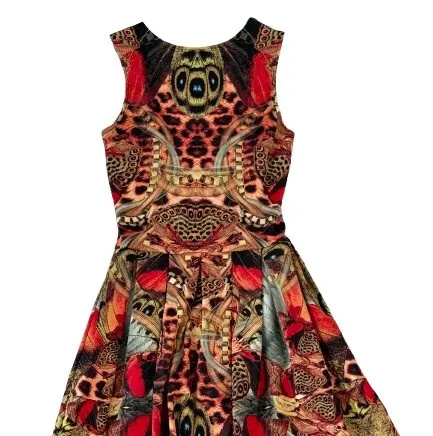 Unsigned Cliché Reborn Sleeveless Skater Dress Orange Polyester Very good - Back View