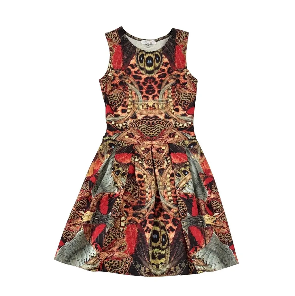 Unsigned Cliché Reborn Sleeveless Skater Dress Orange Polyester Very good - Front View