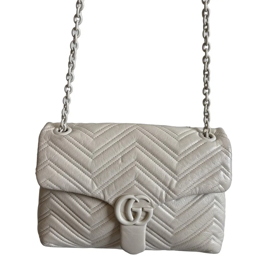 Gucci GG Marmont White Leather Never worn - Front View