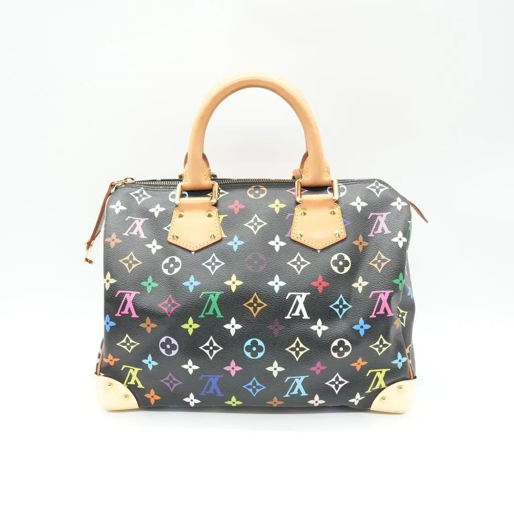 Louis Vuitton Speedy 30 Black Multicolor MultiColor Canvas Good - Back View