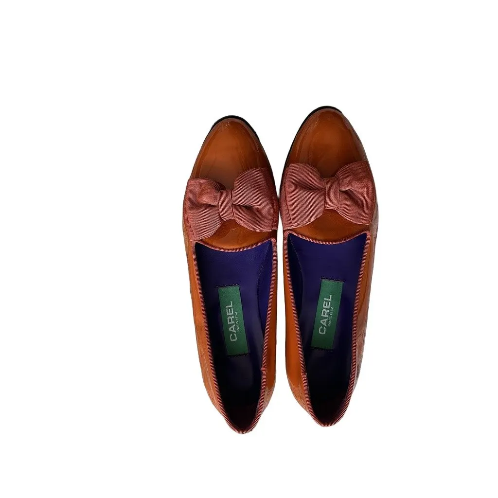 Unsigned Carel Paris Orange Patent Leather Bow Loafers – Size 37