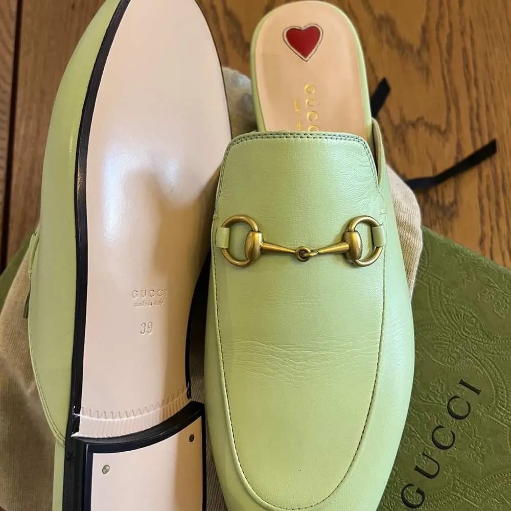 Gucci Princetown leather mules Green Leather Never worn, with tag - Back View