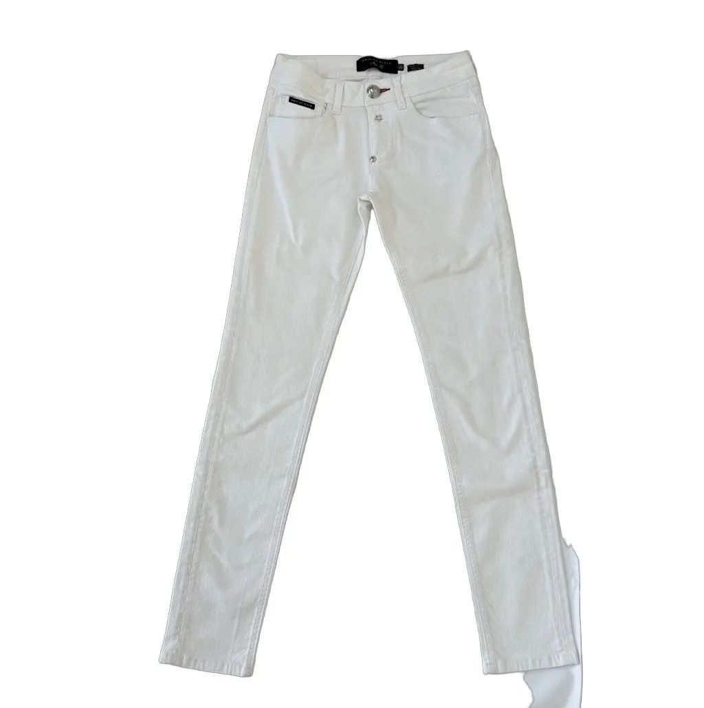 Philipp Plein Philipp Plein Slim-Fit Denim Jeans White Cotton Never worn - Front View