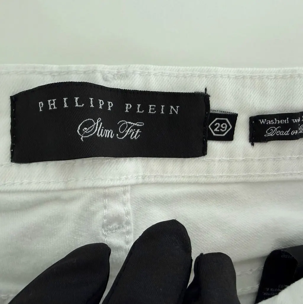 Philipp Plein Philipp Plein Slim-Fit Denim Jeans White Cotton Never worn - Inside View