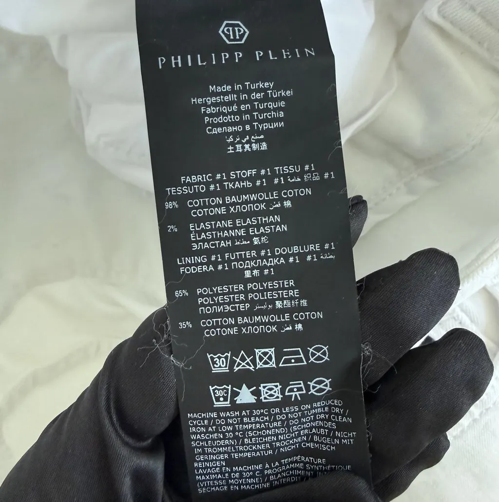 Philipp Plein Philipp Plein Slim-Fit Denim Jeans White Cotton Never worn - Model View