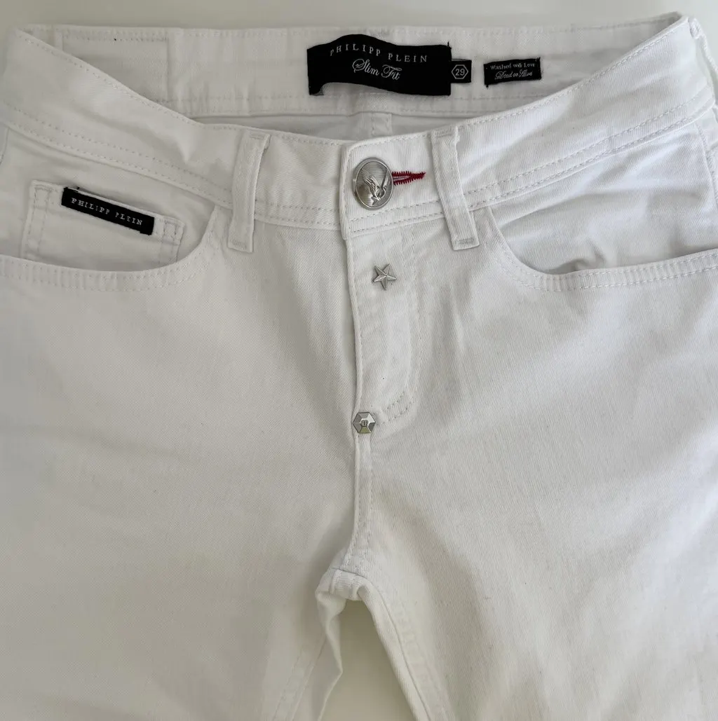 Philipp Plein Philipp Plein Slim-Fit Denim Jeans White Cotton Never worn - Box View