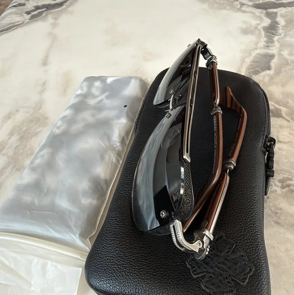 Chrome Hearts POSTYANK Discontinued Aviator Rare Model Black Good - Box View