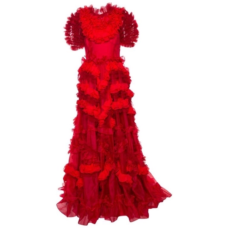 Dolce & Gabbana Silk Organza Ruffle Gown