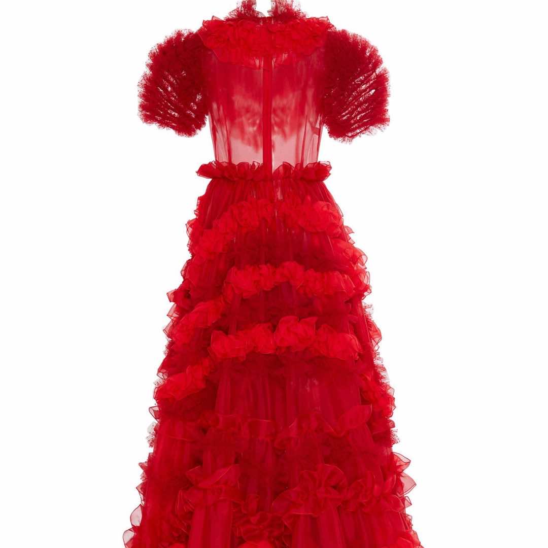 Dolce & Gabbana Silk Organza Ruffle Gown - Back view