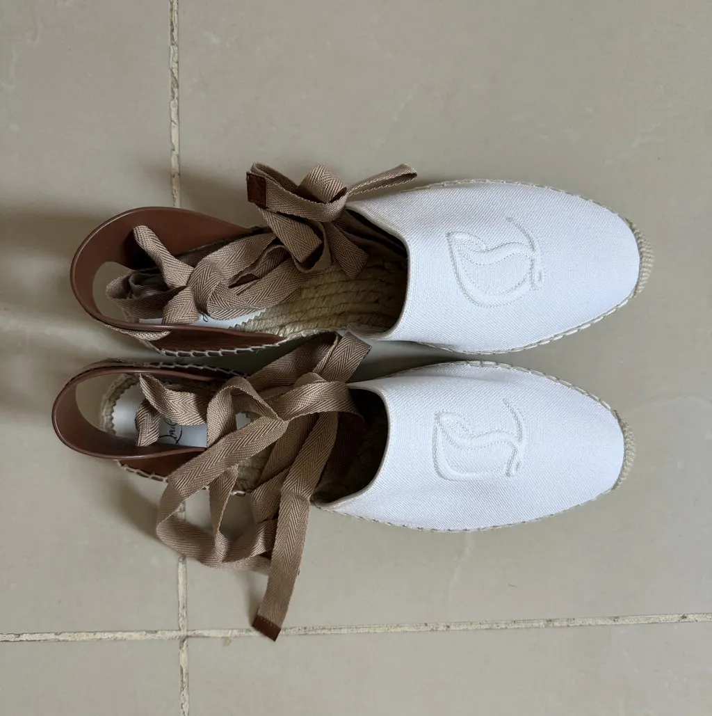 Christian Louboutin Brand New White Canvas Never worn, with tag - Inside View