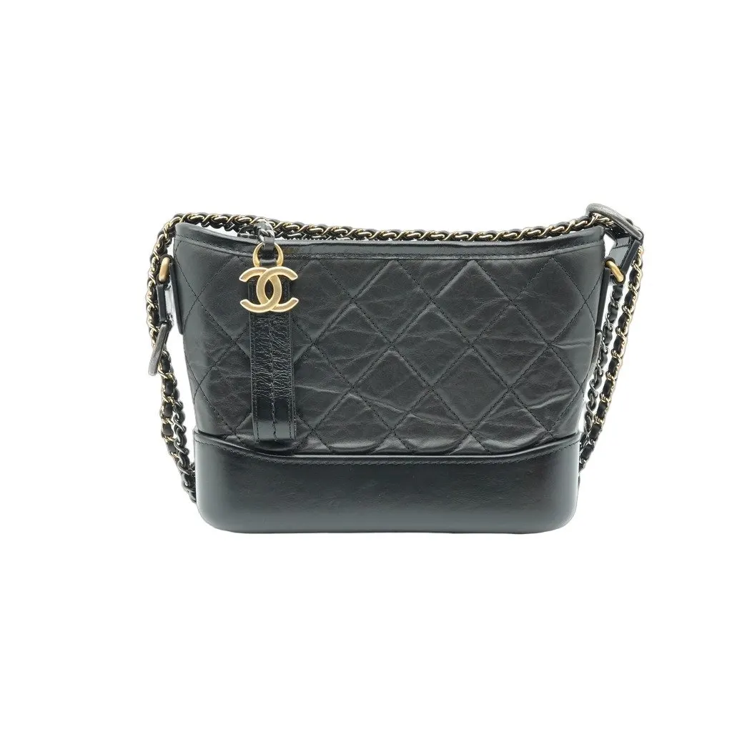 Chanel Gabrielle Small Hobo Bag Black Leather Very good - Front View