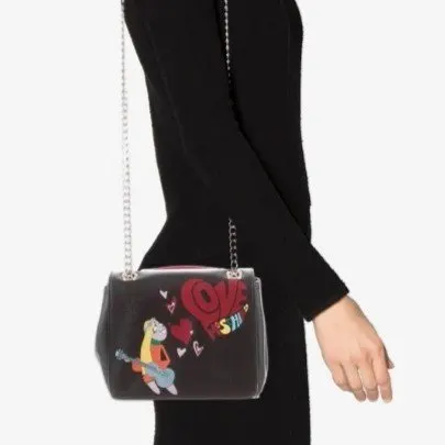 Moschino Leather Vintage Bag With Gold Tone Black Very good - Box View