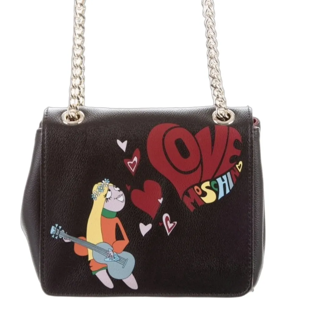 Moschino Leather Vintage Bag With Gold Tone Black Very good - Front View