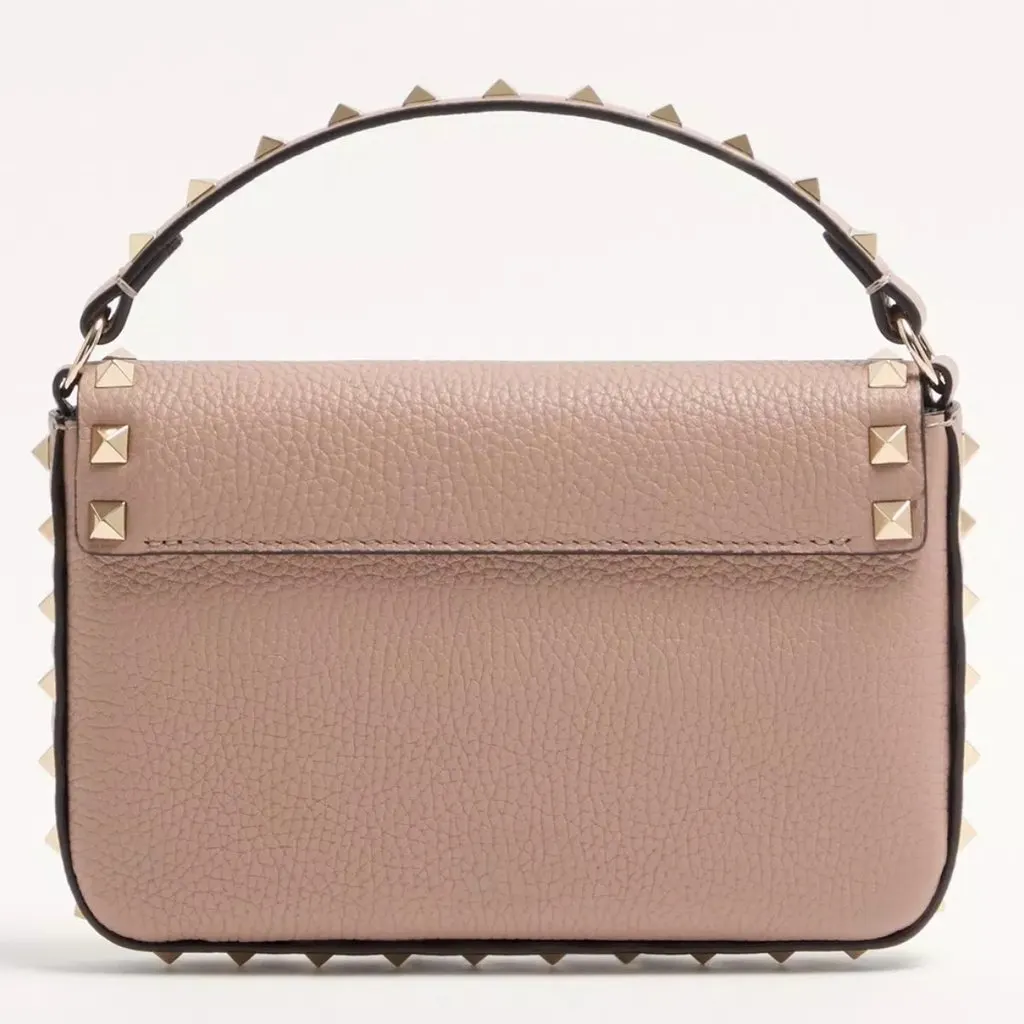 Saint Laurent valentino garavani rockstud grainy pouch Pink Leather Never worn - Back View