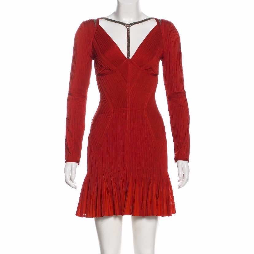 Herve Leger Pleated Bodycon Dress