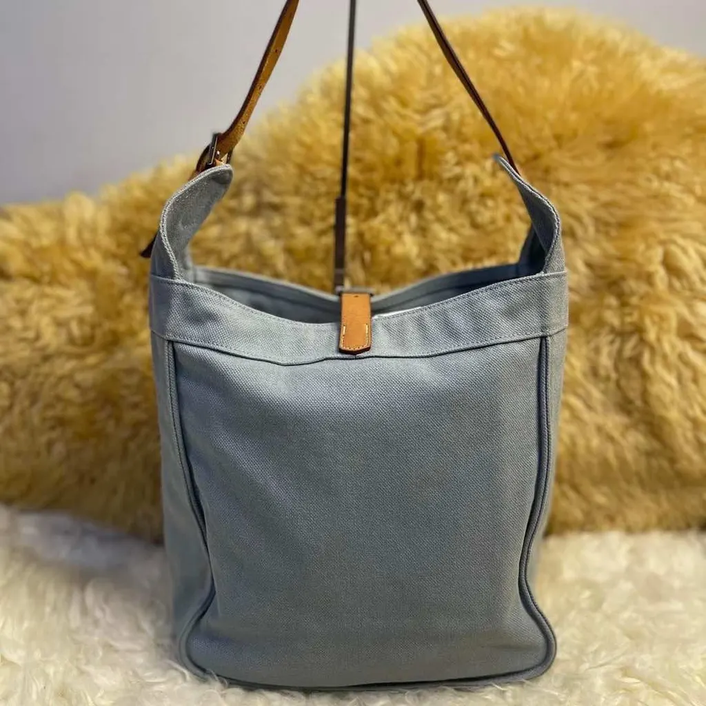 Hermès Marwari PM Silver Canvas Leather Fair - Back View