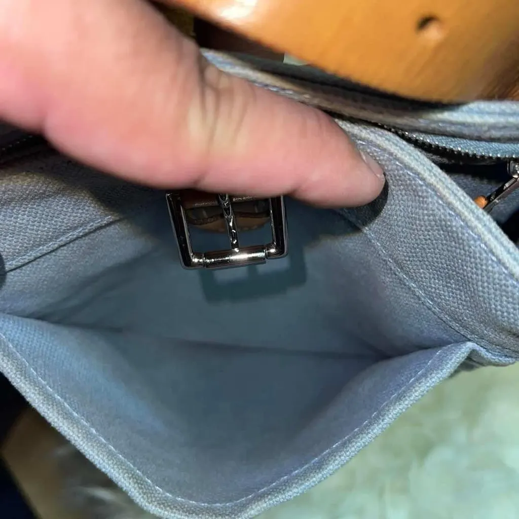 Hermès Marwari PM Silver Canvas Leather Fair - Model View