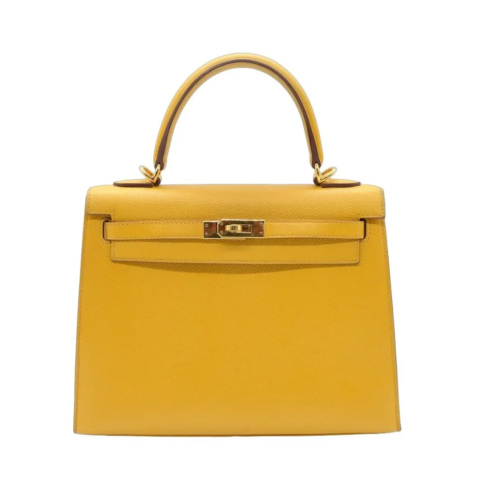 Hermès Kelly 25 Epsom Yellow Stamp:C (2018) Yellow Leather Good - Front View