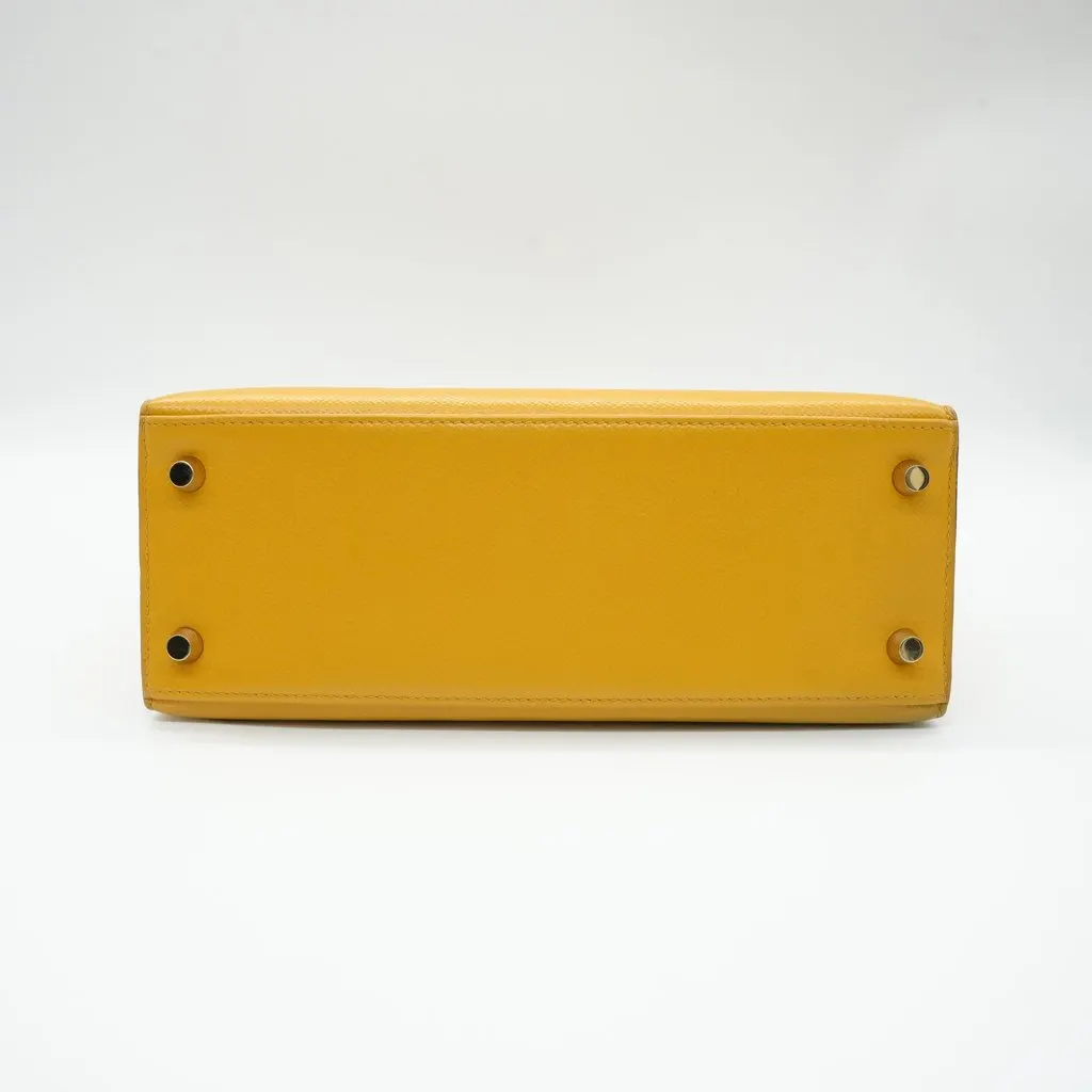 Hermès Kelly 25 Epsom Yellow Stamp:C (2018) Yellow Leather Good - Inside View