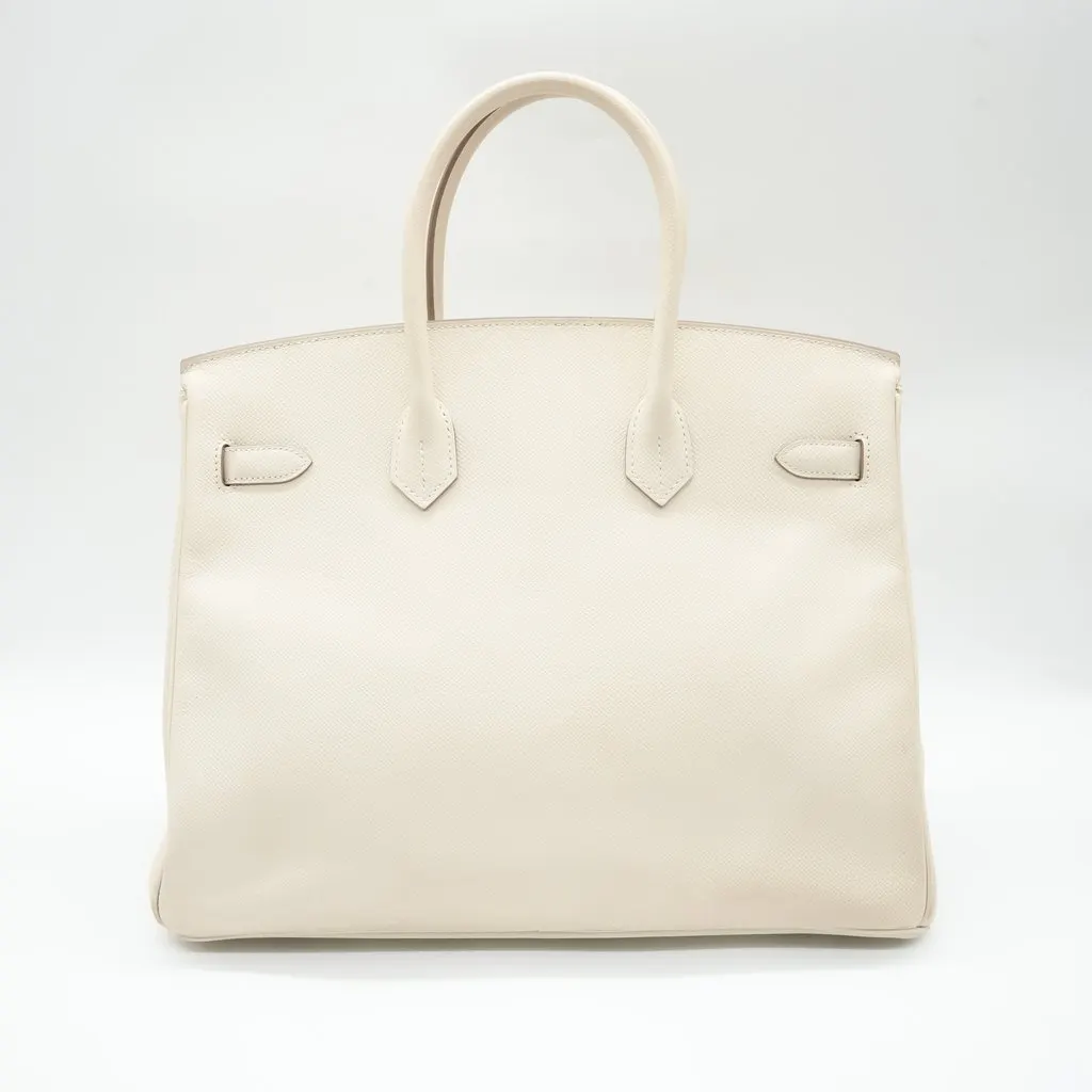 Hermès Birkin 35 Ivory Epsom Leather Handle Bag Stamp:Y(2020) White Leather Fair - Back View