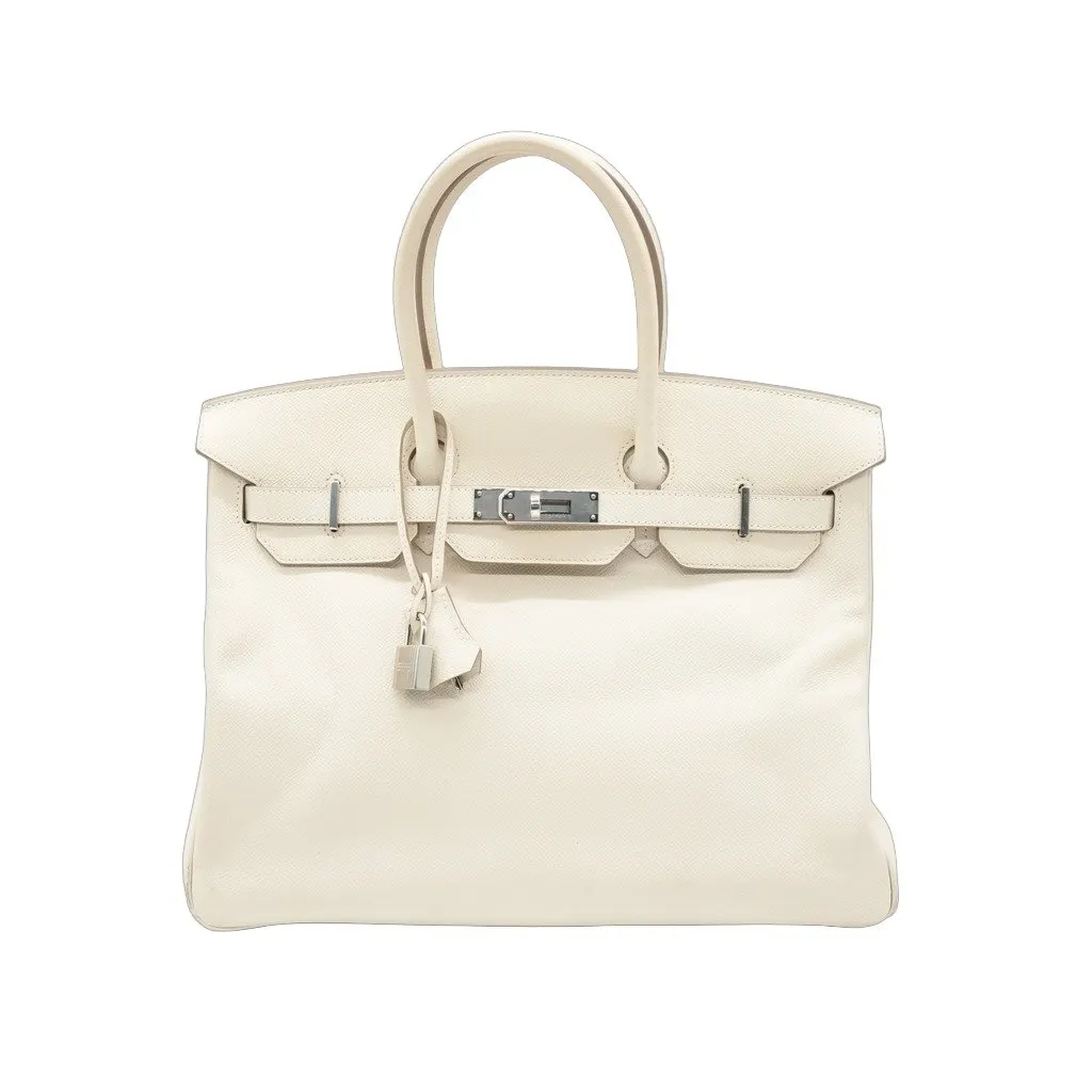 Hermès Birkin 35 Ivory Epsom Leather Handle Bag Stamp:Y(2020) White Leather Fair - Front View