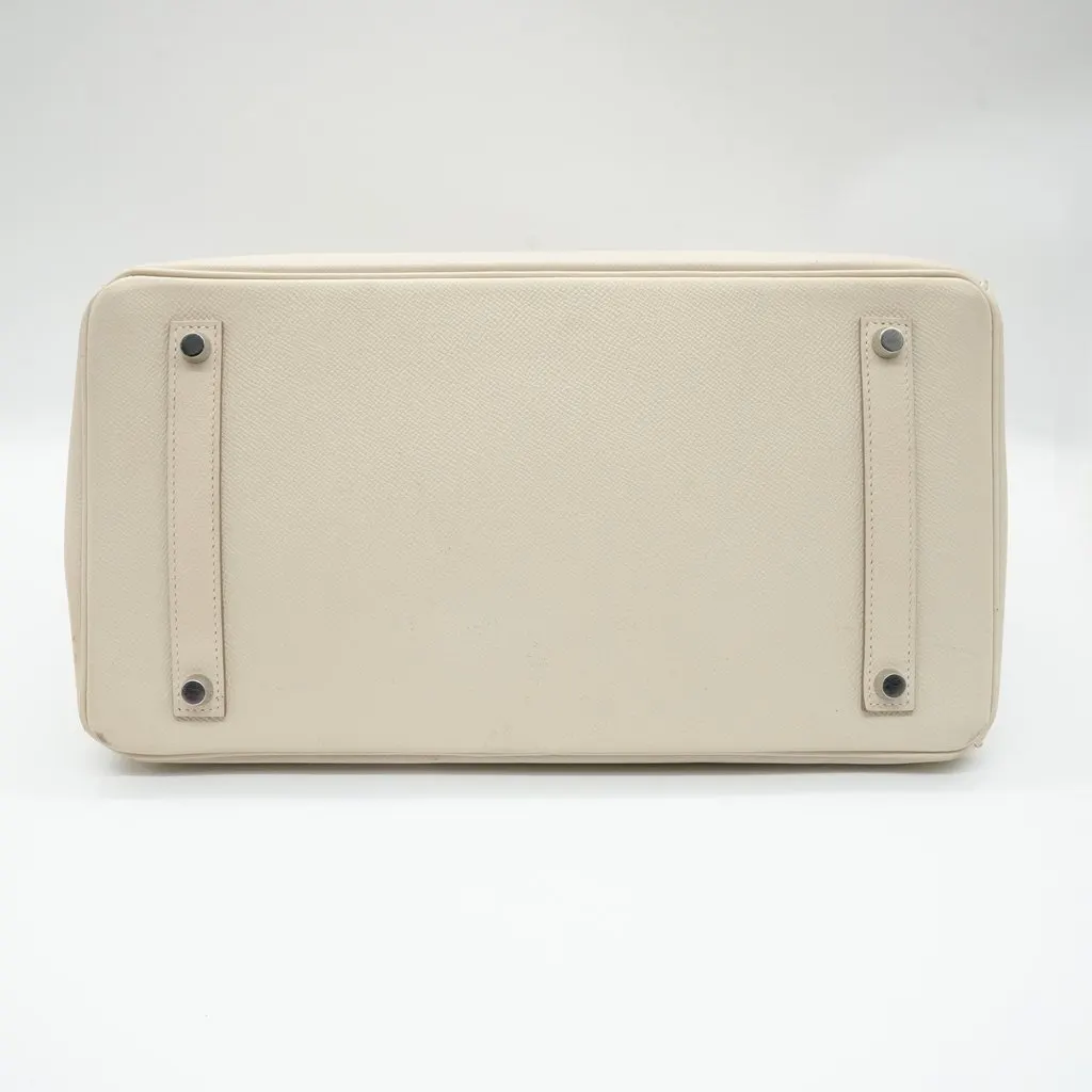 Hermès Birkin 35 Ivory Epsom Leather Handle Bag Stamp:Y(2020) White Leather Fair - Inside View