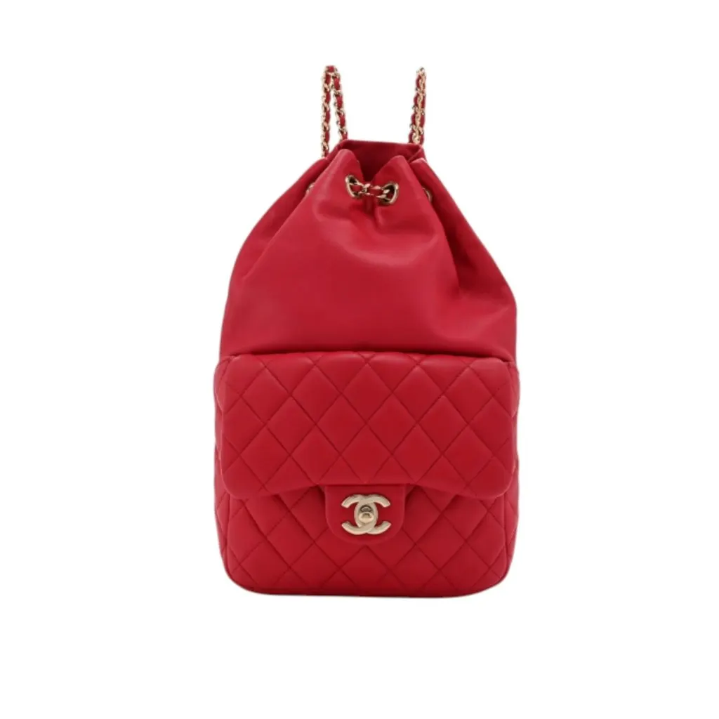 Chanel Chanel Backpack Red Leather Good - Front View