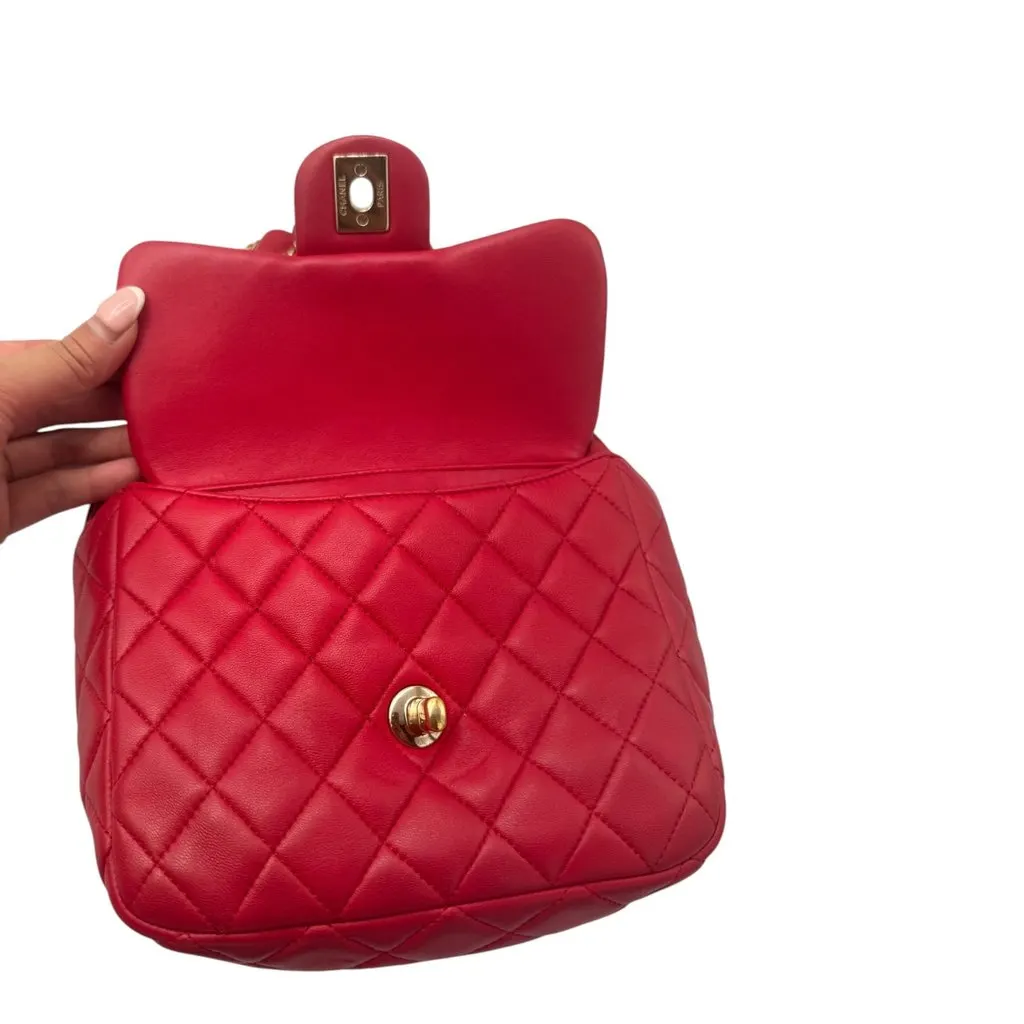 Chanel Chanel Backpack Red Leather Good - Box View