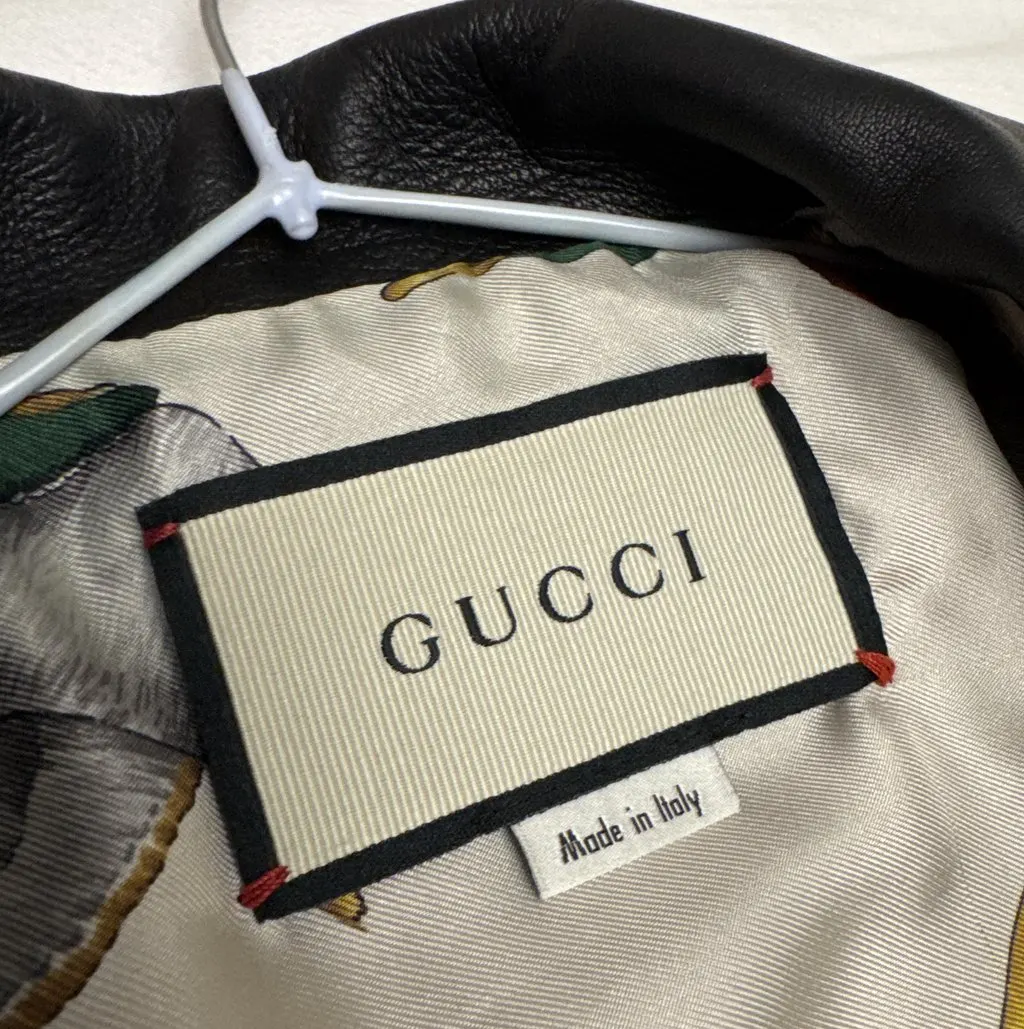 Gucci women's leather jacket Black Leather Very good - Inside View