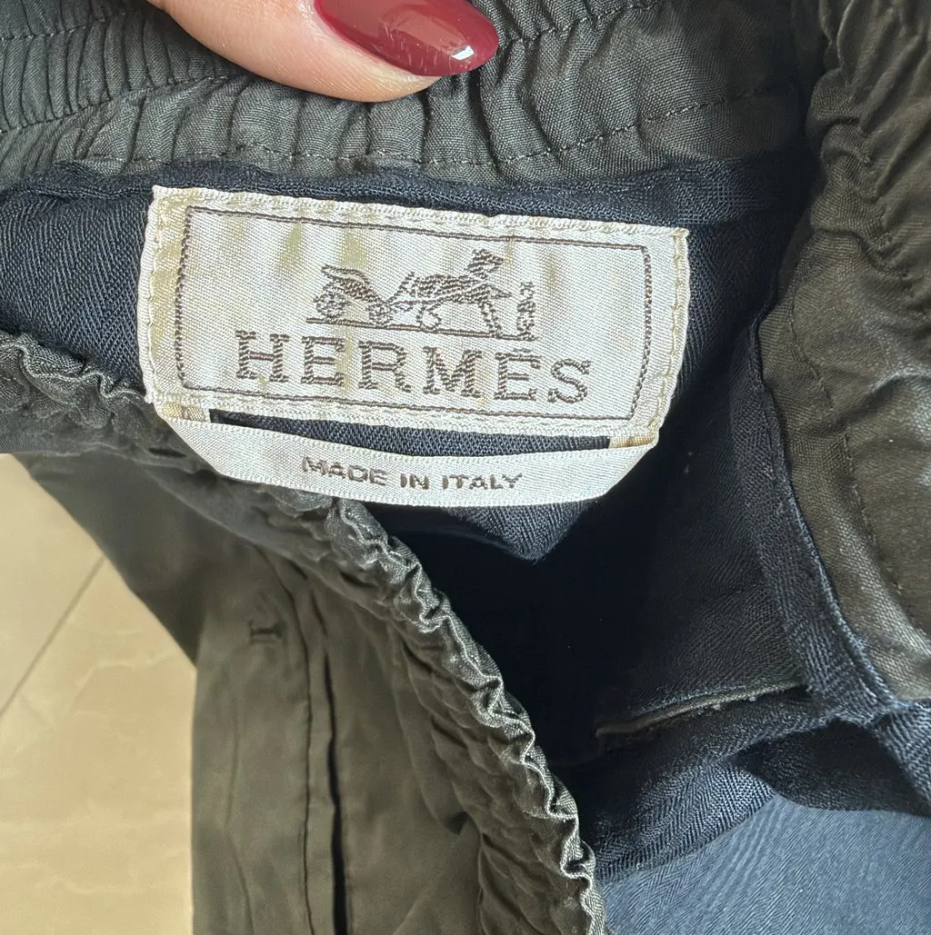 Hermès Trousers L Size Khaki Cotton Very good - Box View