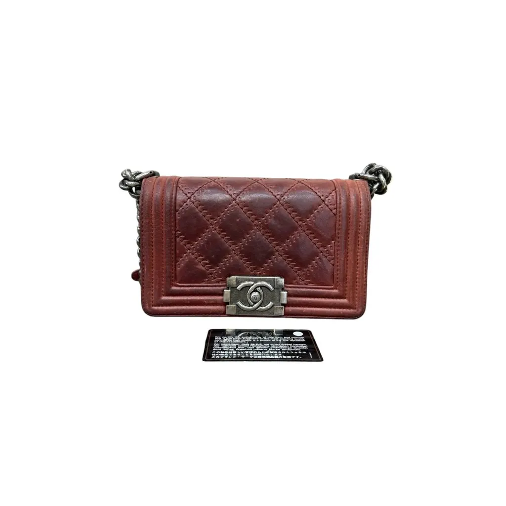 Chanel Boy Burgundy Leather Good - Inside View