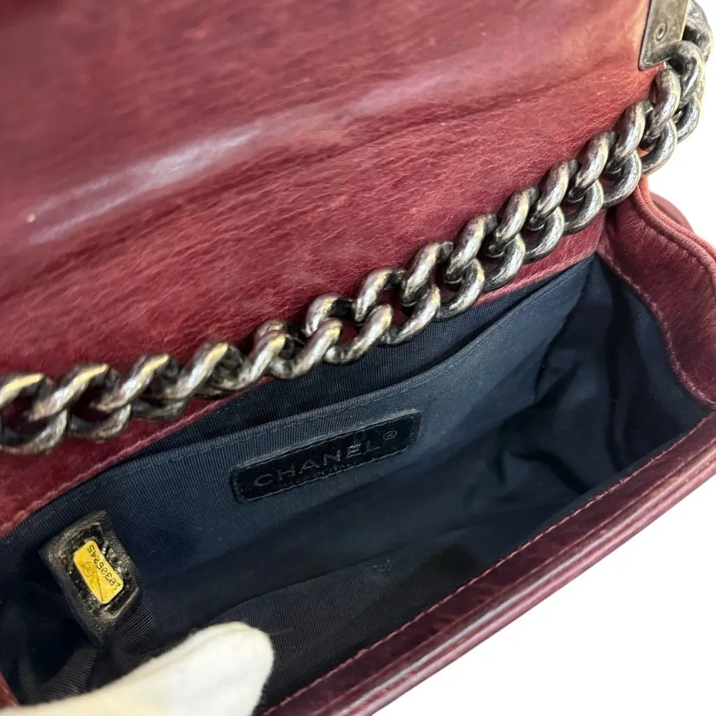 Chanel Boy Burgundy Leather Good - Box View