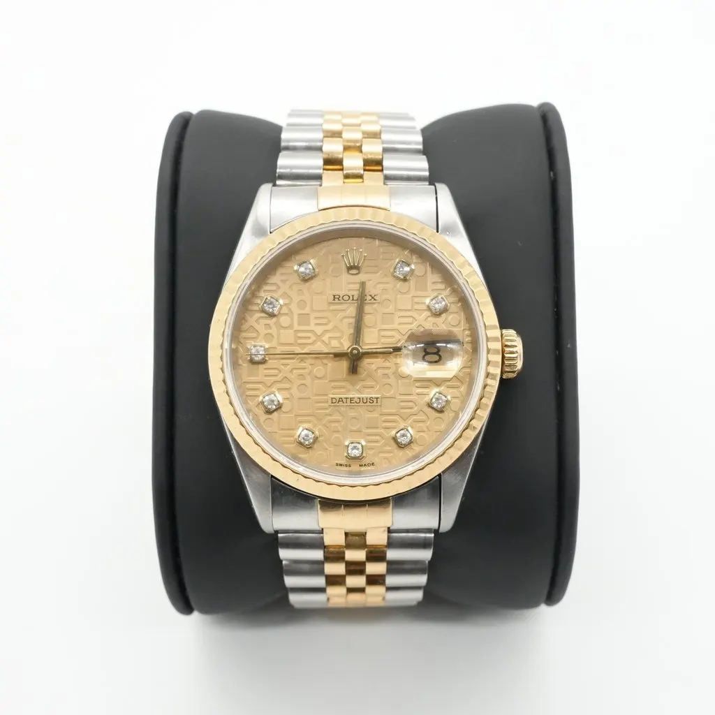 Rolex Vintage Datejust 36m 16233 Jubilee Champagne Dial 18KYG SS (2000) Gold Fair - Model View