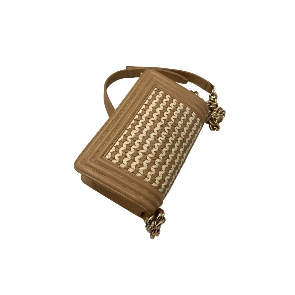 Chanel Boy Beige Leather Good - Model View