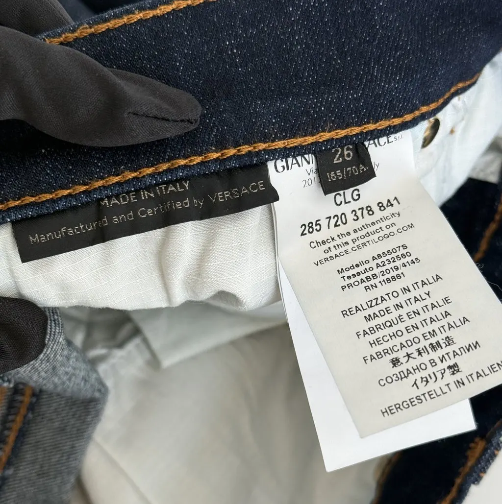 Versace Versace Slim-Fit Denim Jeans Navy Denim Never worn - Model View