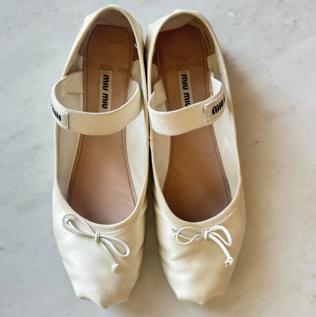 Miu Miu Ballet Flats White Lace Very good - Back View