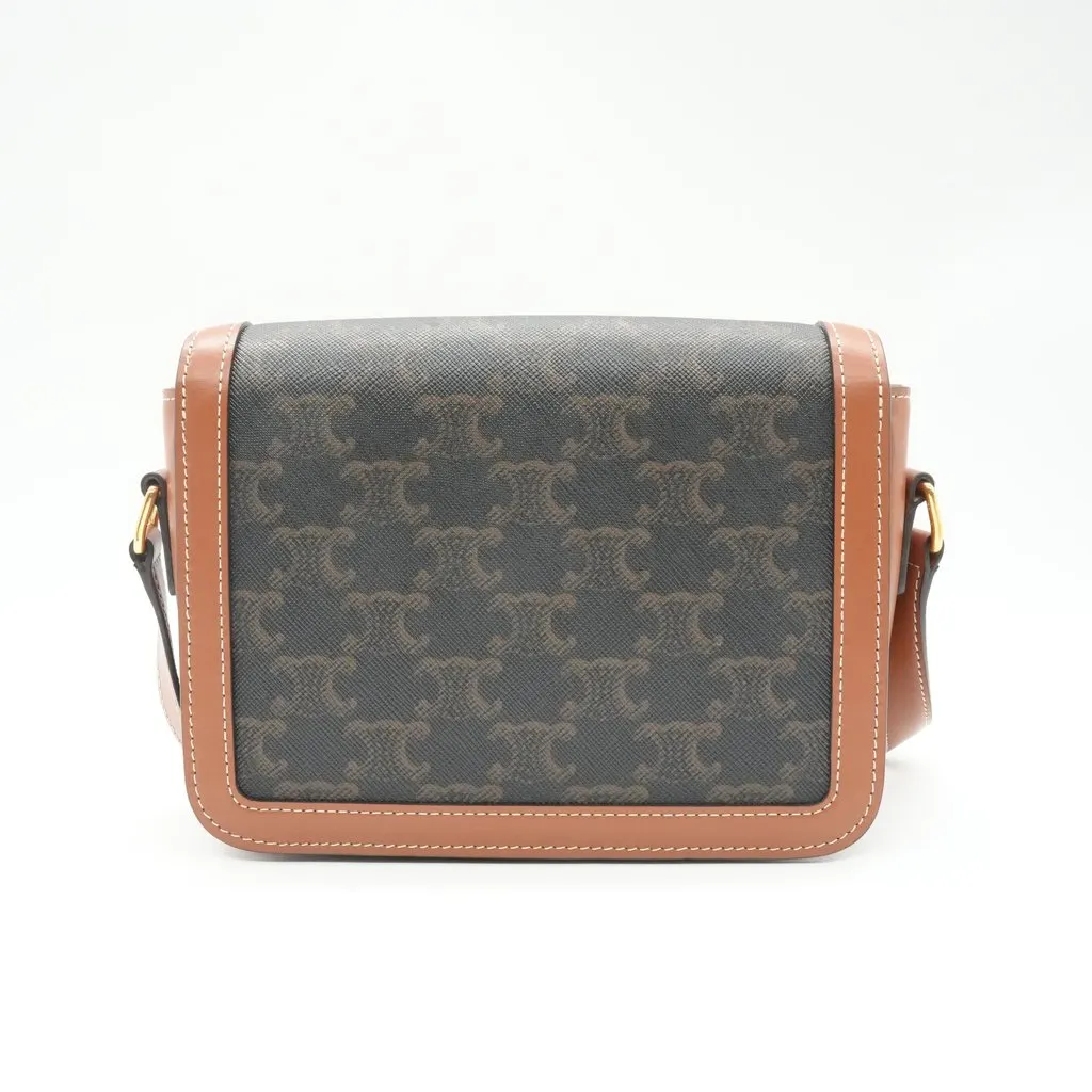 Celine Teen Triomphe Bag In Toile Triomphe Tan EN Brown Canvas Good - Back View