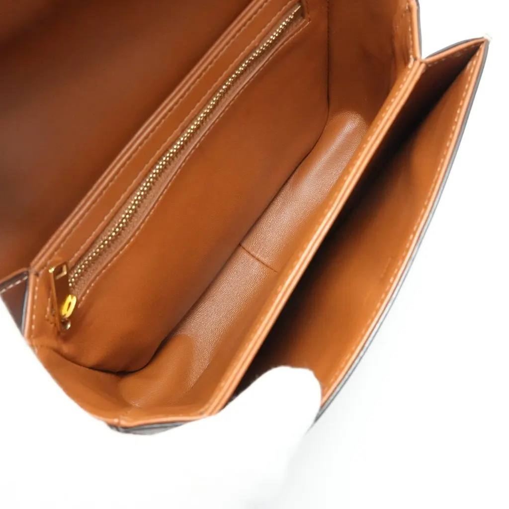 Celine Teen Triomphe Bag In Toile Triomphe Tan EN Brown Canvas Good - Model View