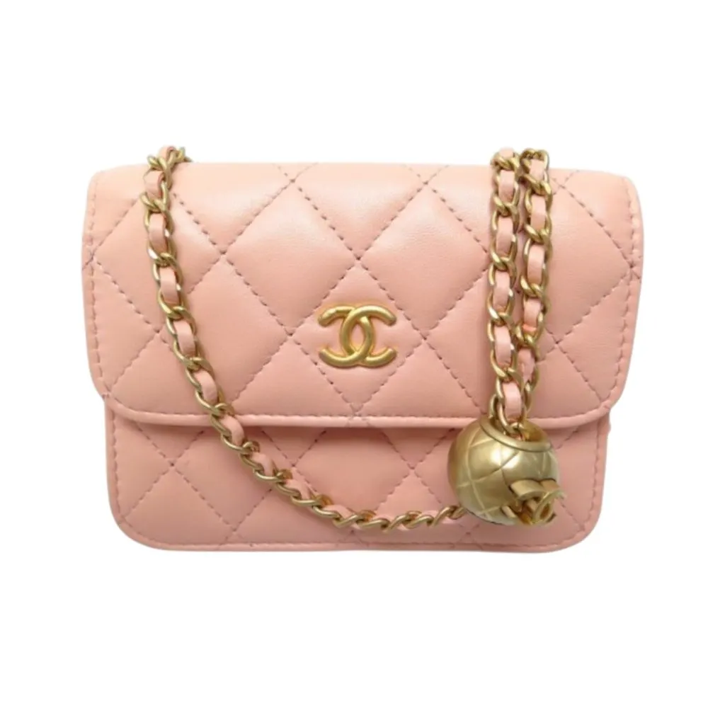 Chanel Pearl Crush Pink Leather Good - Front View