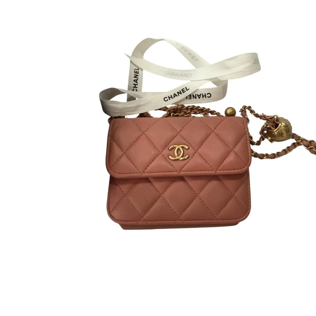 Chanel Pearl Crush Pink Leather Good - Model View