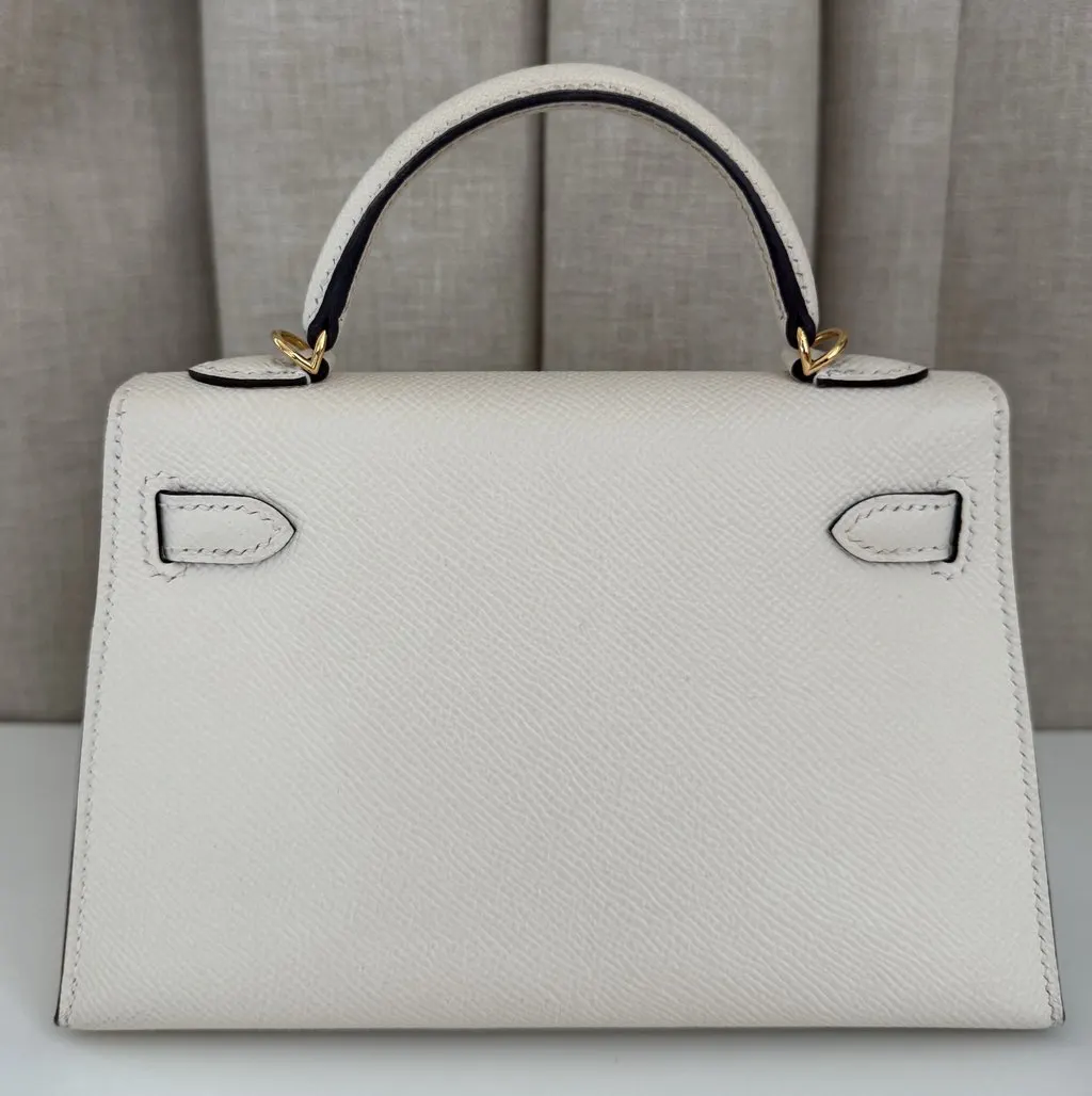Hermès Mini Kelly White Leather Never worn - Back View
